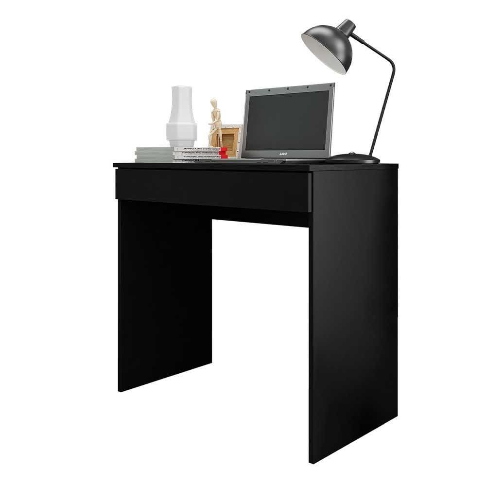 Mesa Escrivaninha 80 Cm Para Notebook Com Gaveta Mdp Preto