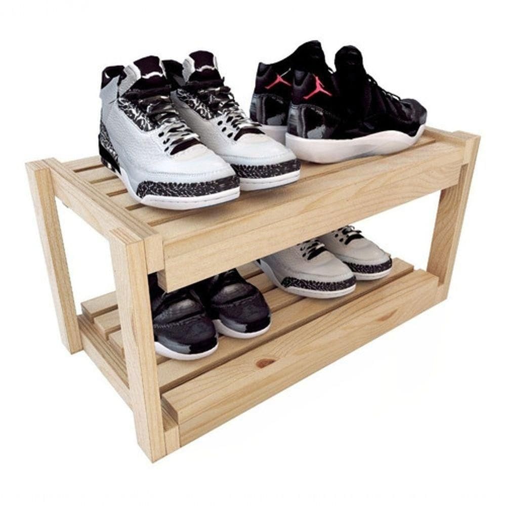 Sapateira Dobravel Dupla Cor Natural Pinus