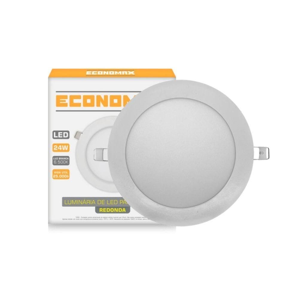 Kit 8 Painéis Led Embutir 24w Redondo Branco Frio Bivolt