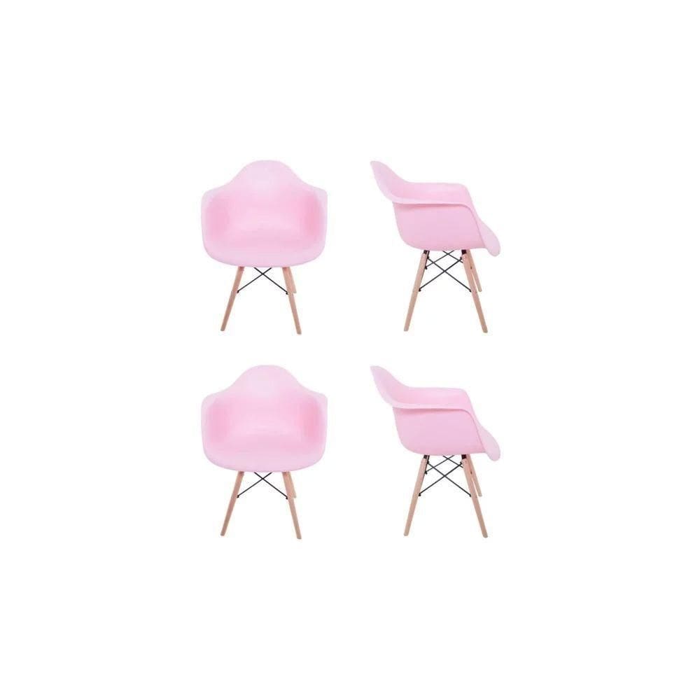 Kit 04 Cadeiras Eiffel Melbourne Rosa Com Em Madeira