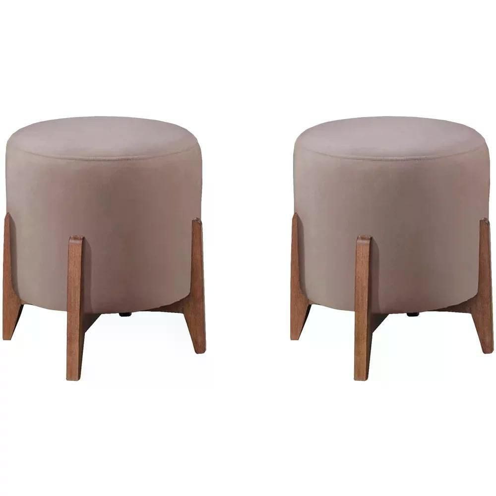 Kit 2 Puf Puff Para Sala Lhor Veludo Rose Rm Rose