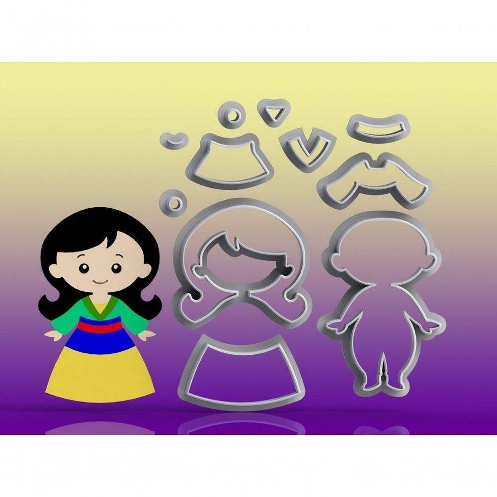 Cortador Princesa Mulan Modular Tamanho 6 Cm