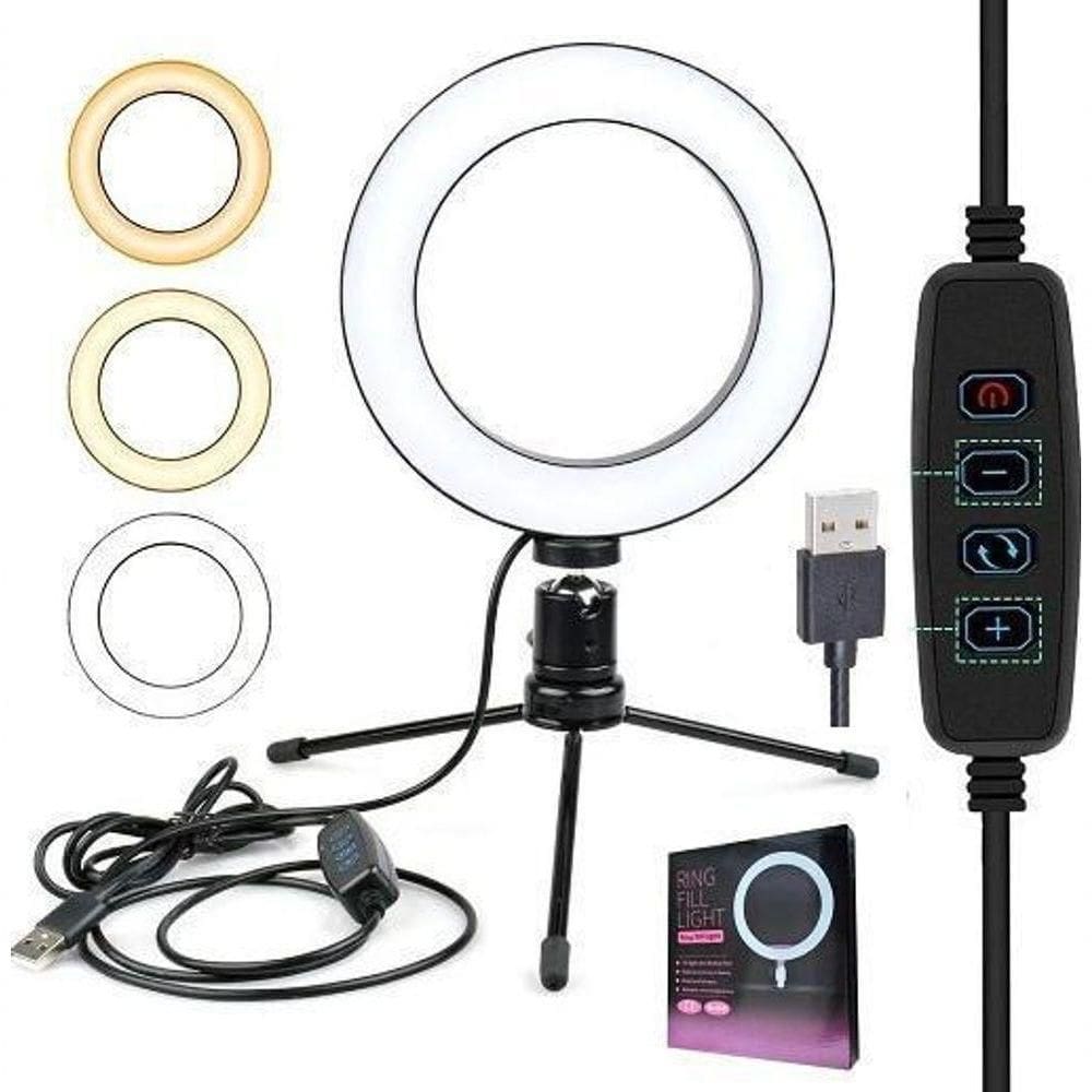 Kit Youtuber Microfone Lapela Celular Iluminador Ring Light