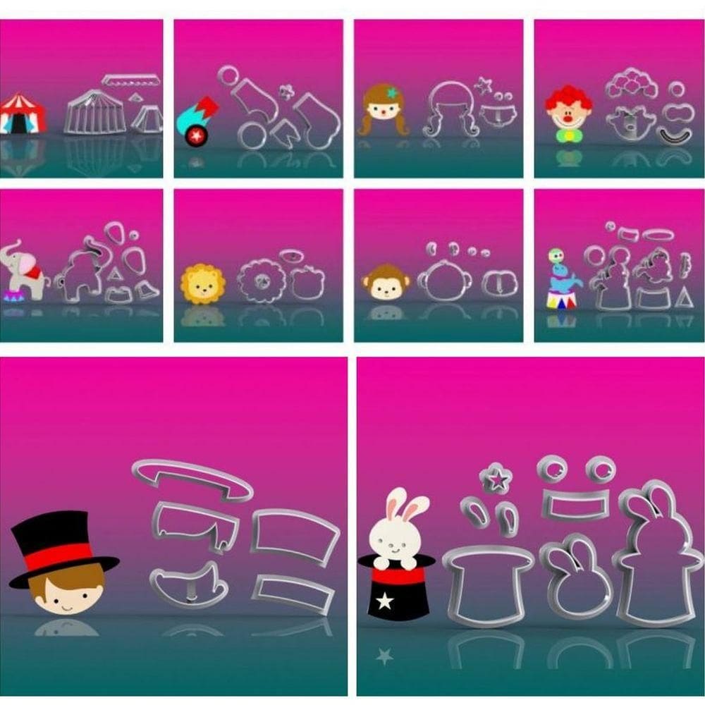 Cortador Kit Circo 10 Modelos Modulares Tamanho 5cm