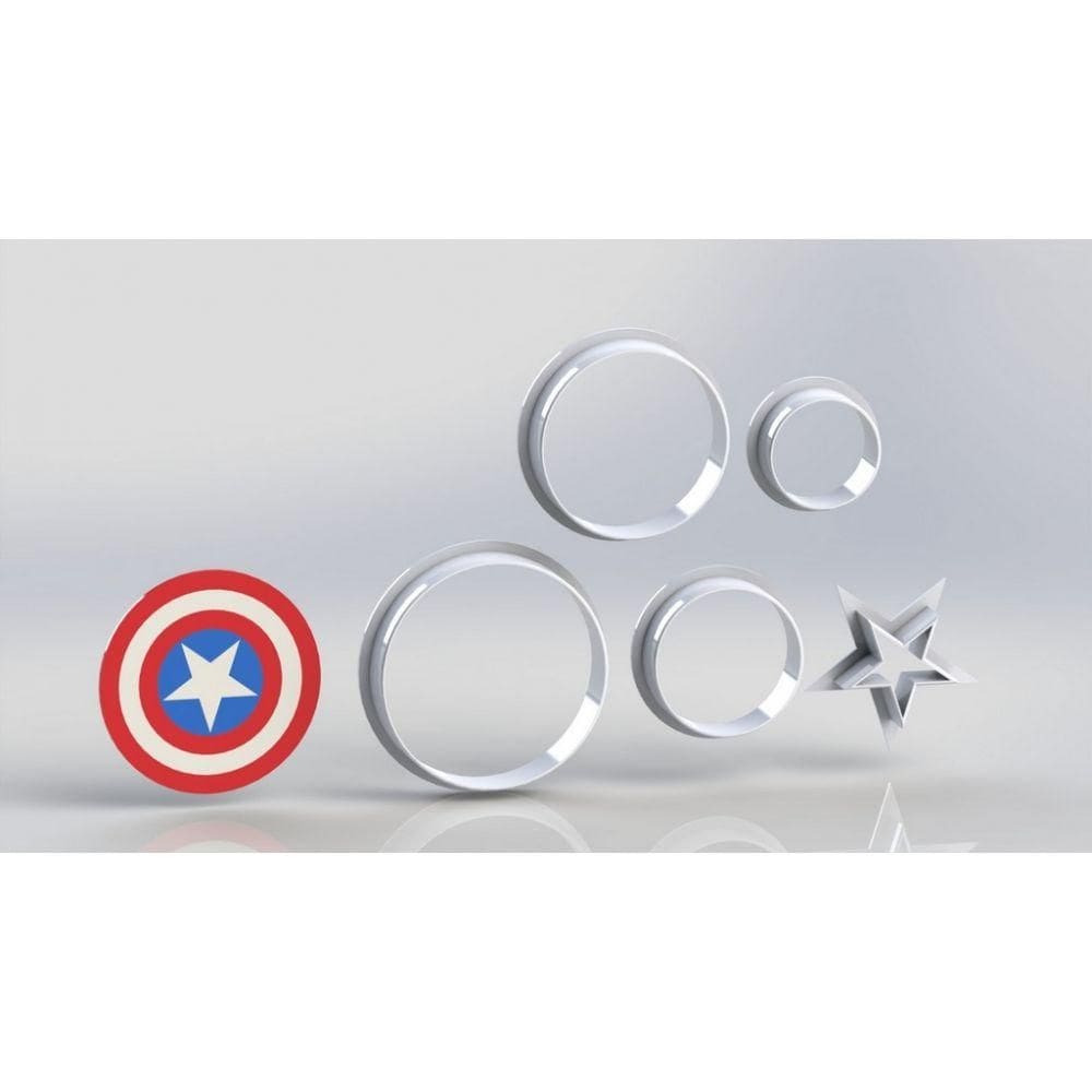 Cortador Capitão América Escudo Modular Tamanho 5cm