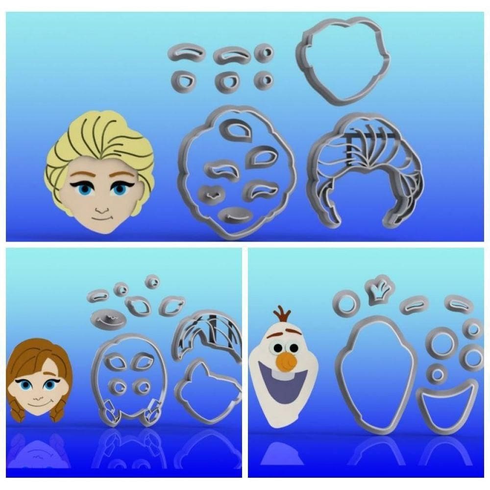 Cortador Kit Frozen Ana e Elsa Olaf Tamanho 5cm