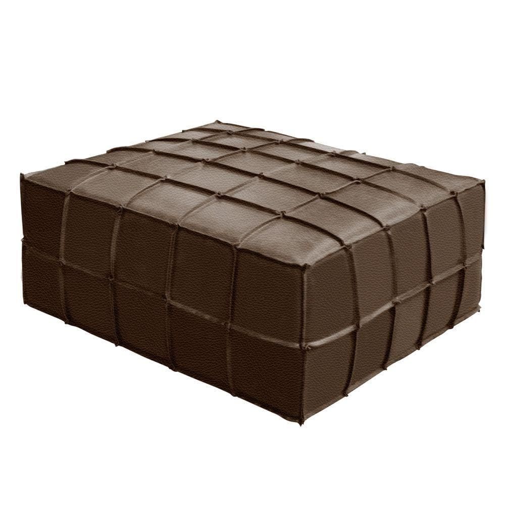Puff Sala De Estar Grande 90x90cm Couro Brown