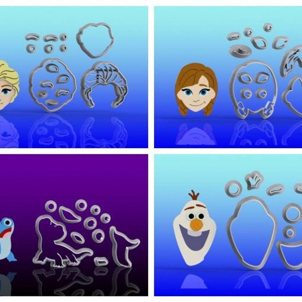 Cortador Kit Frozen Ana Elsa Olaf e Bruni Modulares Tamanho 5cm