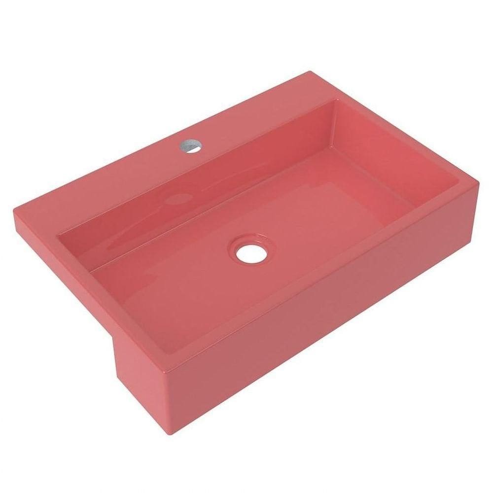 Cuba Pia Semi Encaixe Para Banheiro Retangular 54cm Xrt C08 Rosa