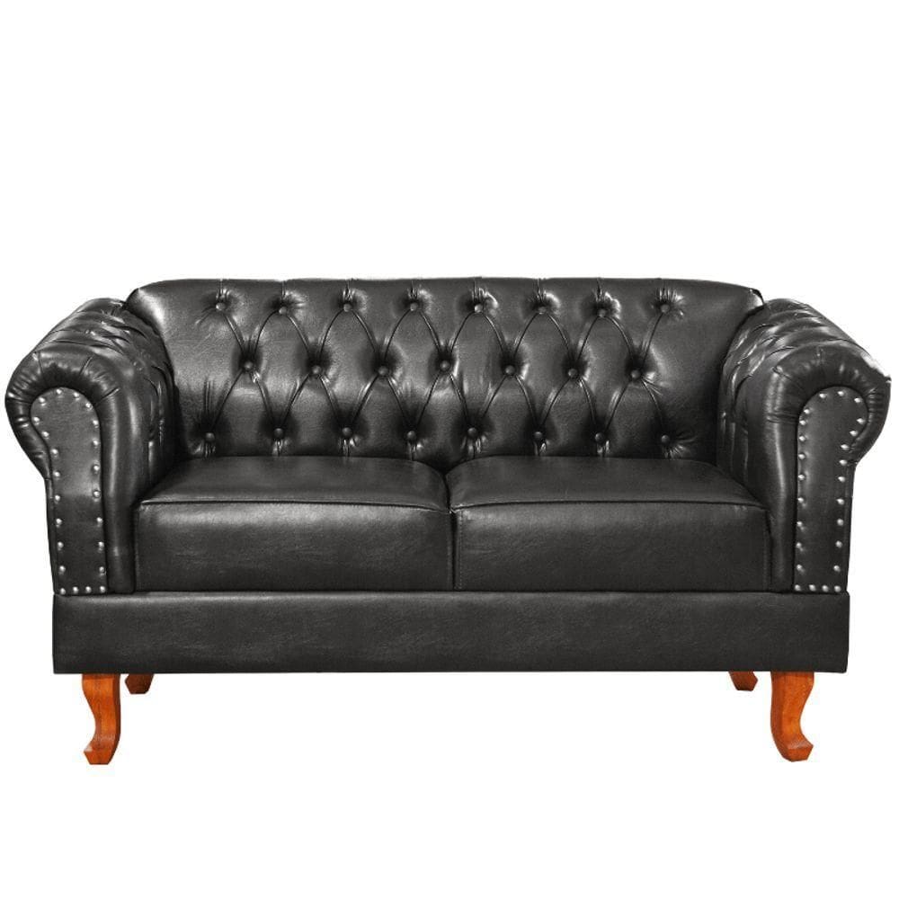 Namoradeira Chesterfield Duque 2 Lugares Via Encanto Courano Preto