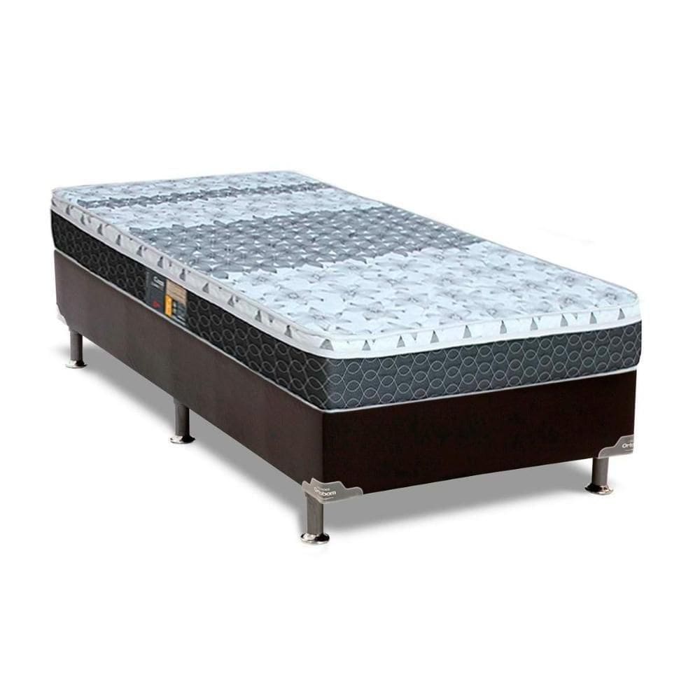Cama Box Solteiro: Colchão Molas Bonnel Castor Class + Base Crc Suede Black(88X188)