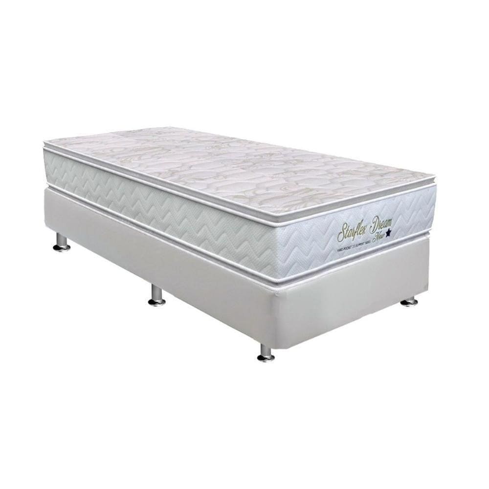 Cama Box Solteiro: Colchão Molas Ensacadas Orthoflex Starflex Dream + Base White(88X188)