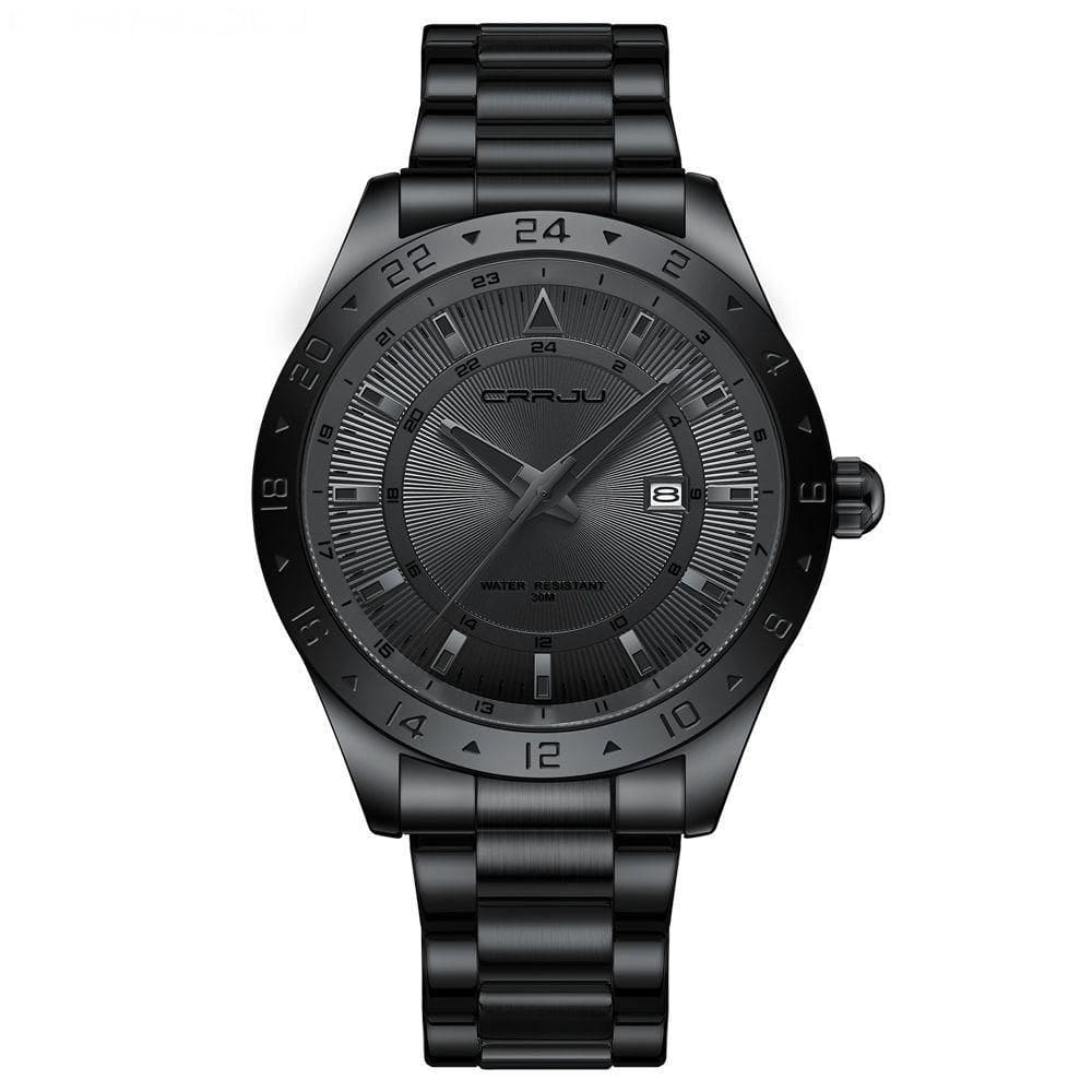 Relógio De Quartzo Design Ouro Aço Inoxidável Com Ponteiross Preto