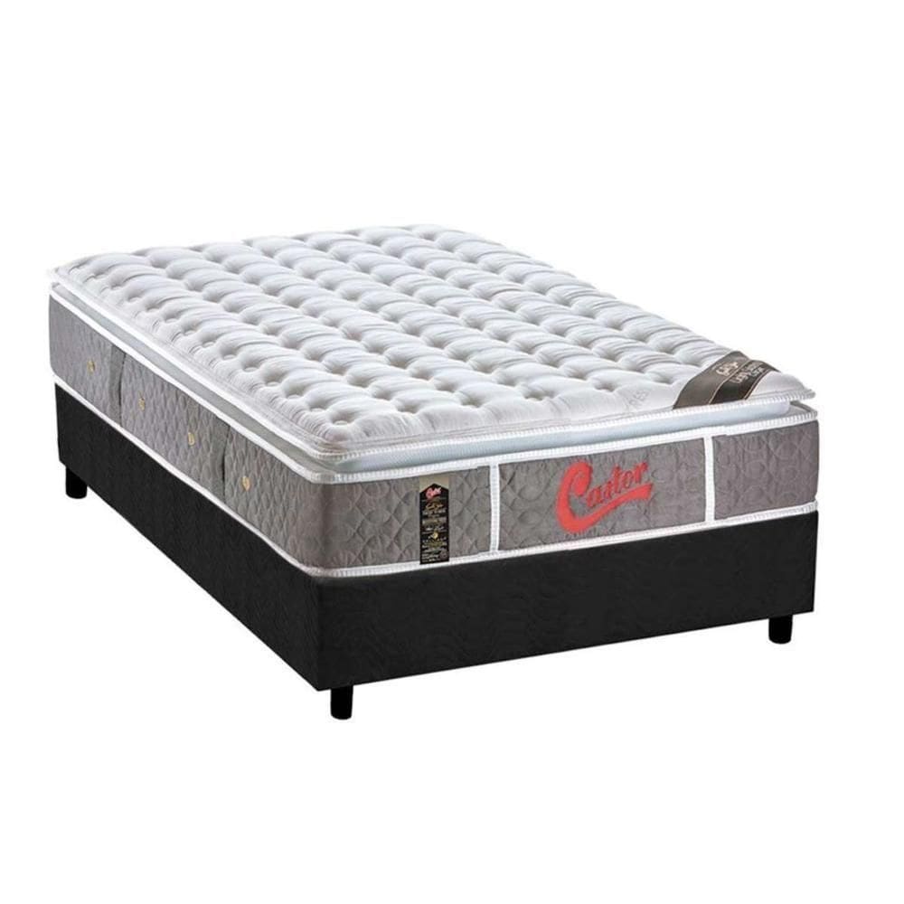 Cama Box Solteiro: Colchão Molas Ensacadas Castor One Face+Base Gray(88X188)