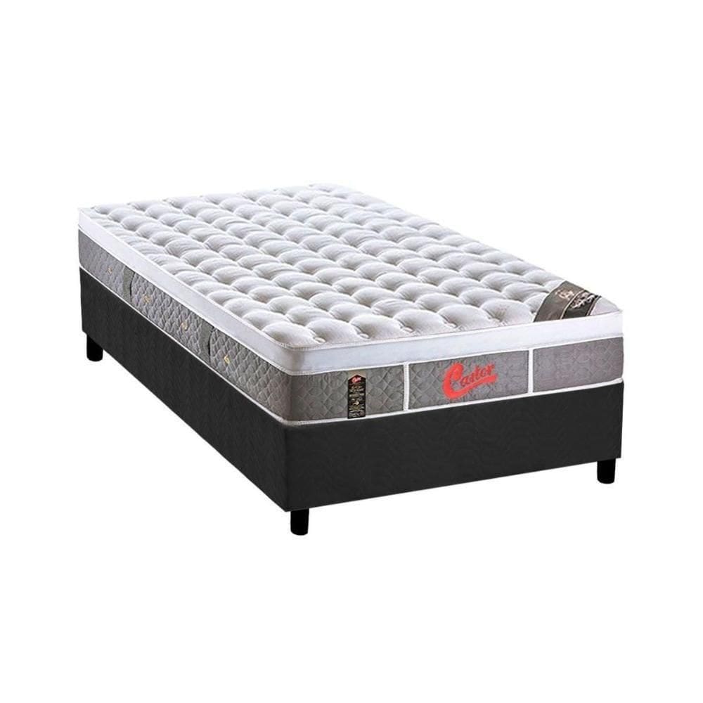 Cama Box Solteiro: Colchão Molas Ensacadas Castor Gold Star Plush+Base Gray(88X188)