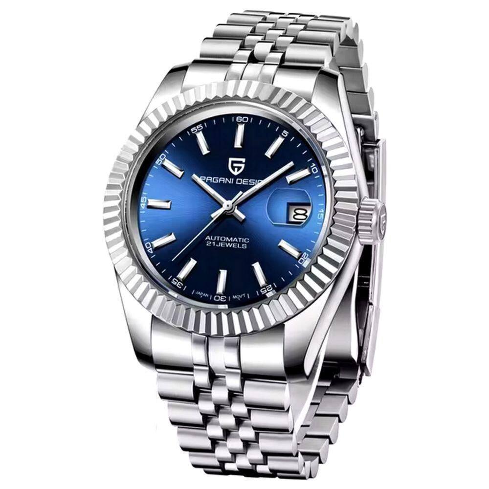 Relogio Analógico Masculino Automatico Em Aço Inoxidavel Impermeavel 10 Atm Azul