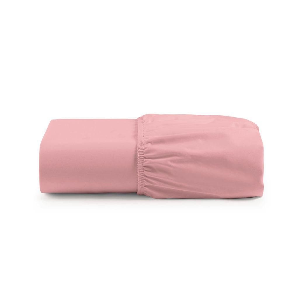 Lençol Cintilante Queen Percal 180 Fios 100% Algodão Com Elástico - Salmão