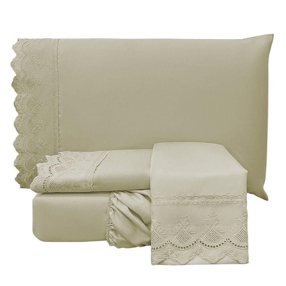 Jogo De Cama Lençol Queen Supremo Micropercal 300 Fios - Fendi