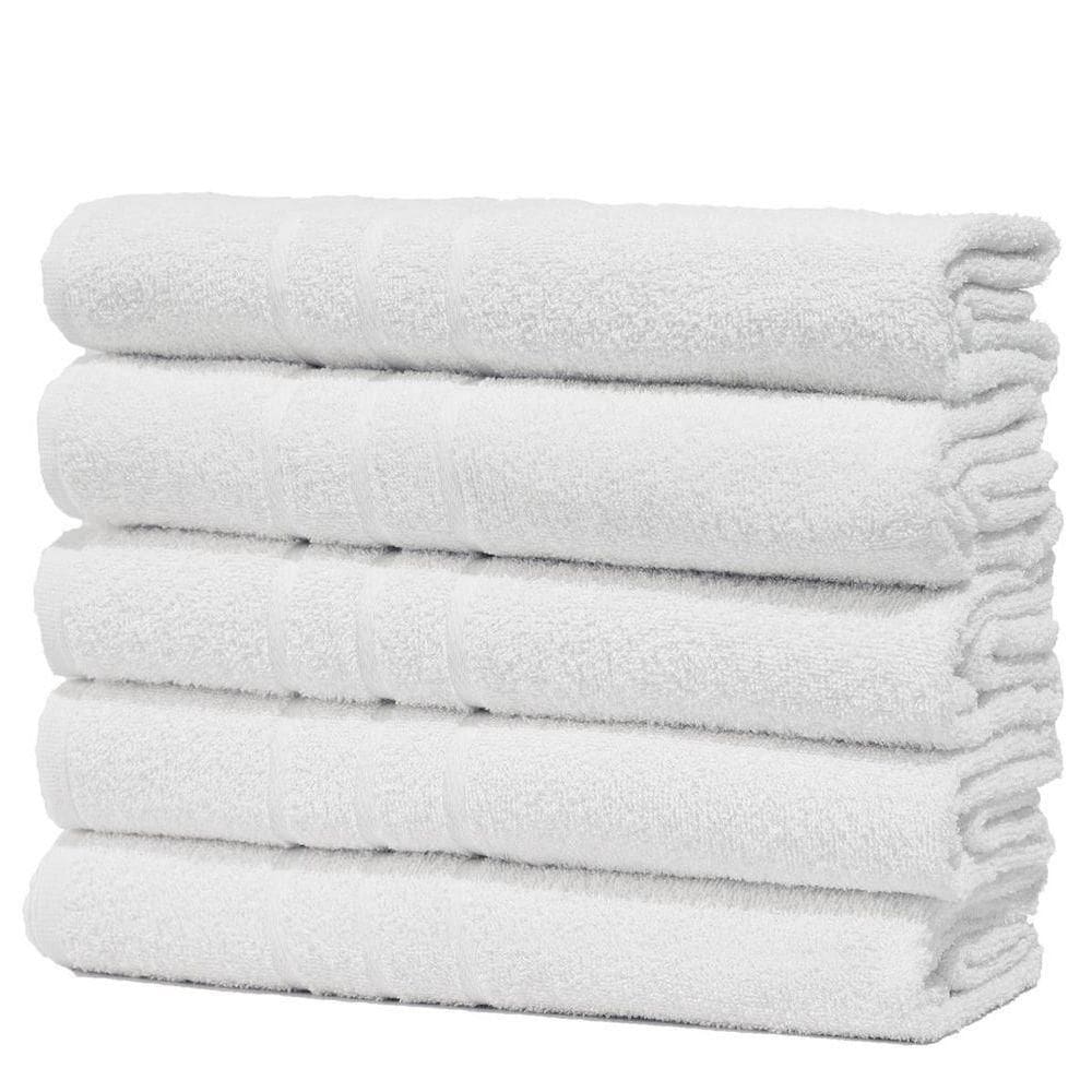 Kit Com 5 Toalhas De Rosto Para Hotel - Profissional Prata - Branco