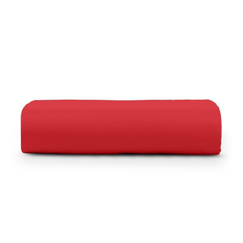 Lençol Casal Cintilante Percal 180 Fios 100% Algodão Sem Elástico - Vermelho