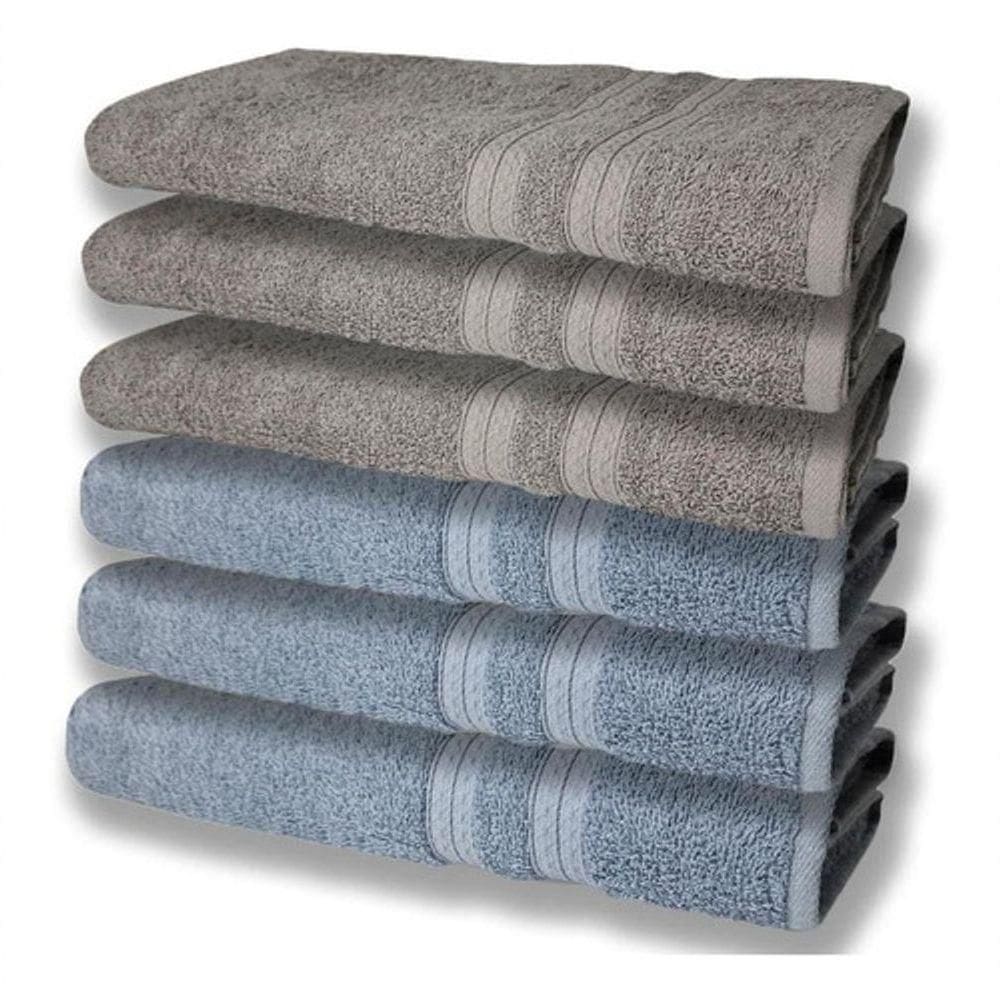 6 Toalhas Grande Felpudas E Grossa 80x150 Azul+cinza