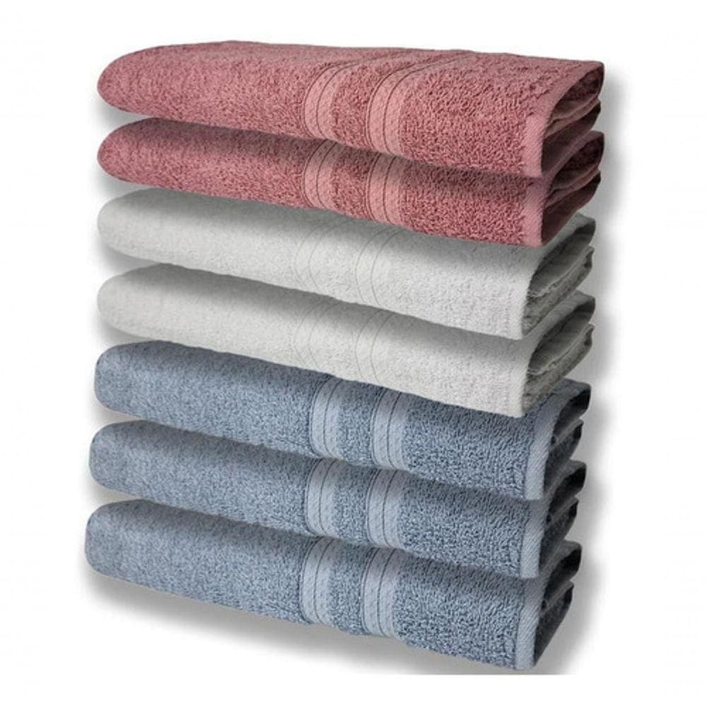 7 Toalhas Felpudas E Grossa 80x150 4 Azul 2 Branco 2 Rosê