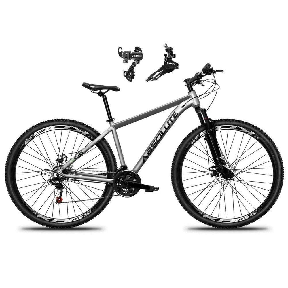 Bicicleta Aro 29 Absolute Nero 5 Alumínio 21v Câmbios Shimano Freio A Disco - Cinza Tam.19