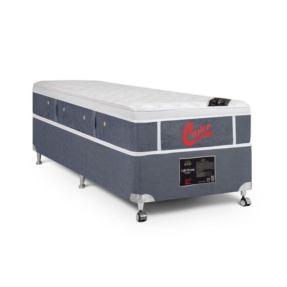 Cama Box + Colchão Castor Solteiro Plush Light 100x200x61cm