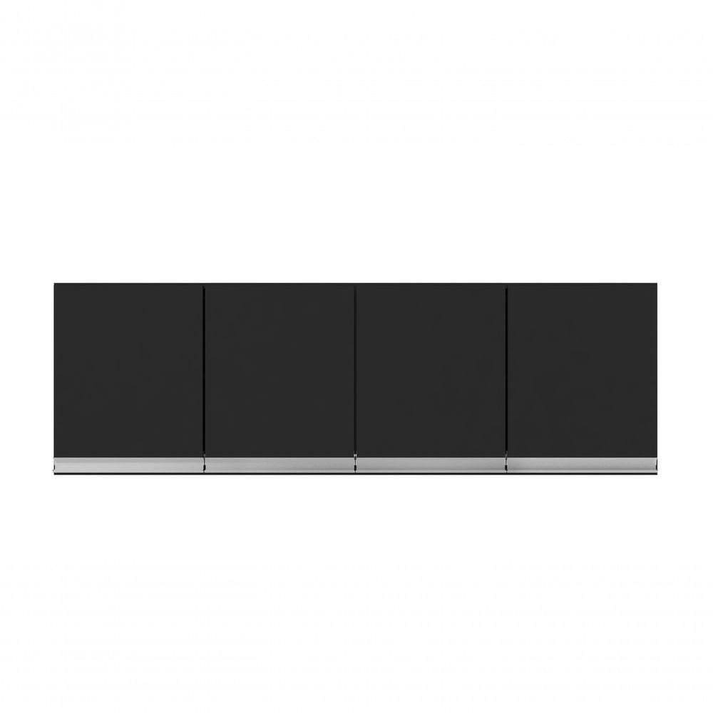 Armário Aéreo P- Cozinha Andreia 160cm C- 4 Portas Preto