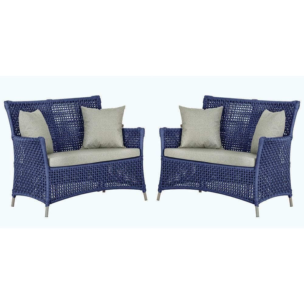 2 Sofás área Externa Igapó Alumínio Fendi Corda Náutica E3 Azul