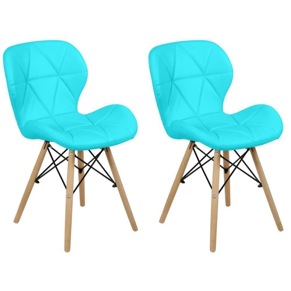 Kit 02 Cadeiras Charles Eames Eiffel Slim Wood Estofada - Tiffany