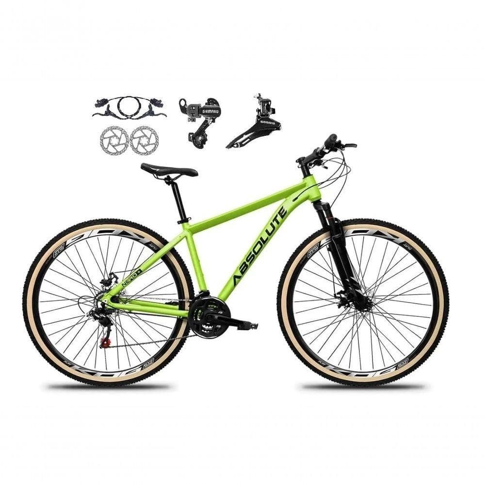 Bicicleta Aro 29 Absolute Nero 5 Shimano Freios Hidráulicos 24v Garfo Suspensão Pneu Faixa - Verde Tam.17