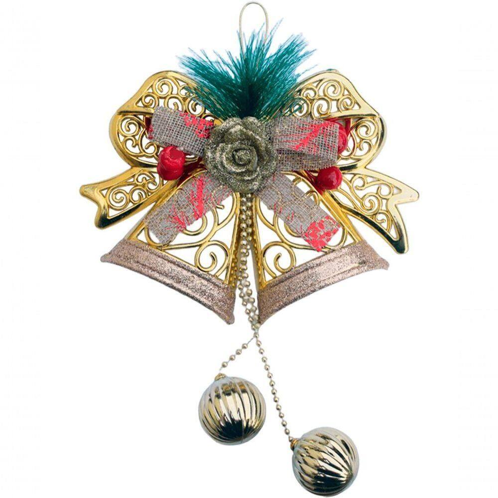 Pendente Enfeite Natalino Sino Laço Bolas Decoração De Natal