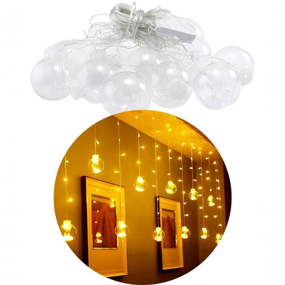 Pisca Decorativo Cordão Varal 12 Lâmpadas Com Led Amarelo 3m
