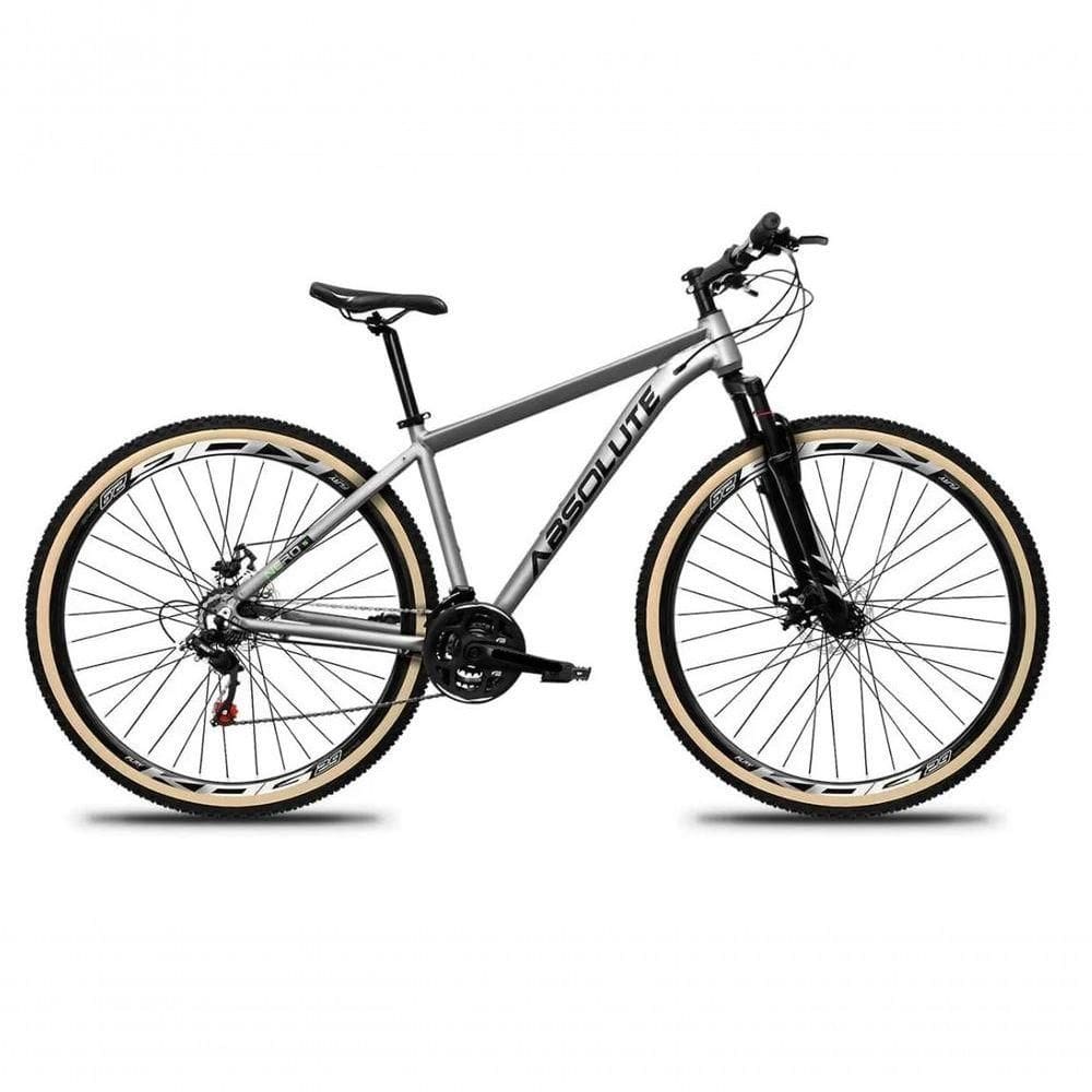 Bicicleta Aro 29 Absolute Nero 5 24v Freio A Disco Suspensão Mountain Bike Alumínio Pneu Faixa - Cinza Tam.17