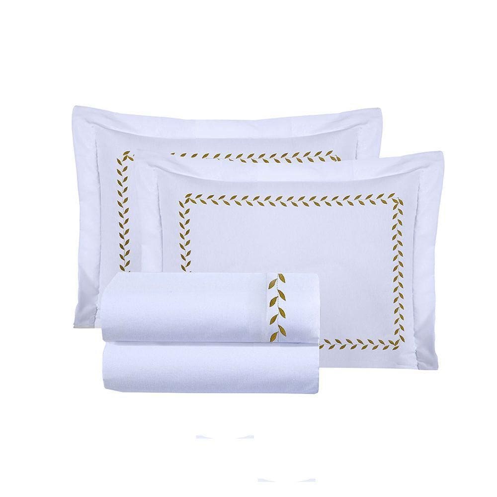 Jogo De Cama Lençol Montenegro King Bordado 4 Pçs - Branco