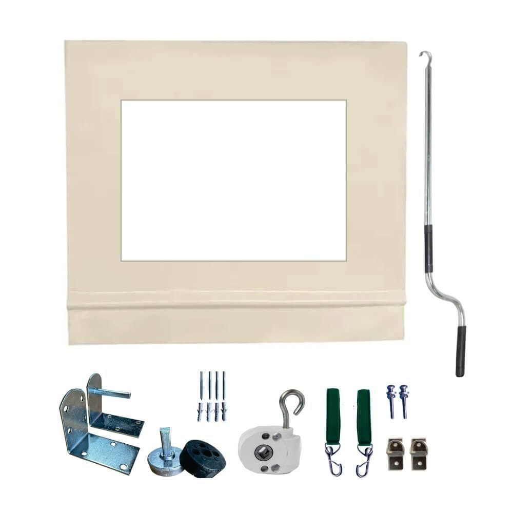 Toldo Cortina Bege C/ Visor - 3,40m X 2,60m - Kit Completo