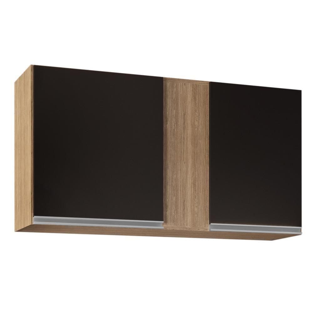 Armário Aéreo 100cm 2 Portas Indiana Castanho-preto - Lumil Móveis