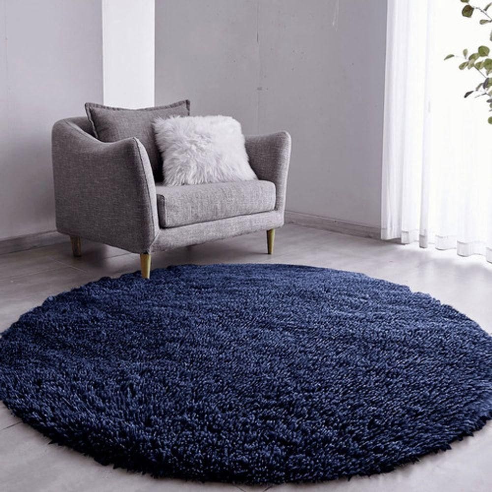 Tapete Sala Felpudo Peludo Cinza Redondo 200 Cm