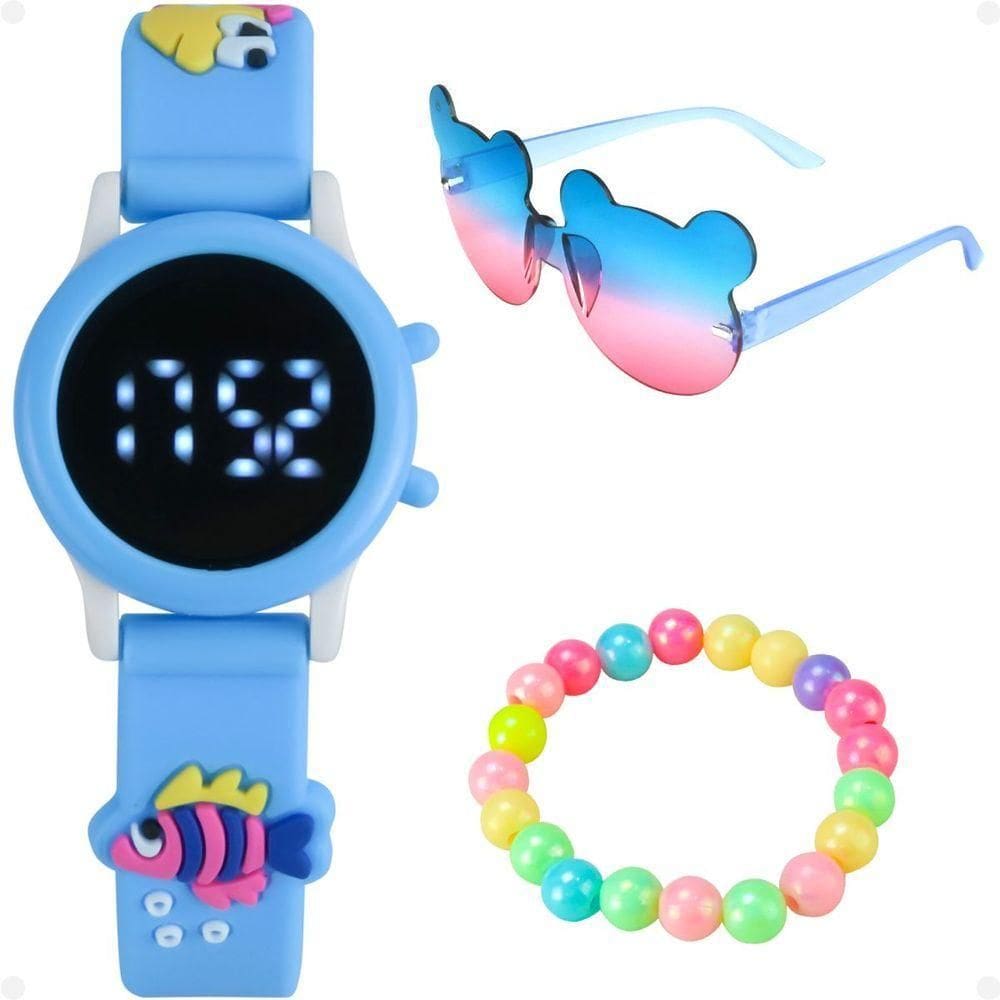 Relogio Digital Infantil Azul Menina + Pulseira Criança Qualidade Premium Pulseira Ajustavel Menina