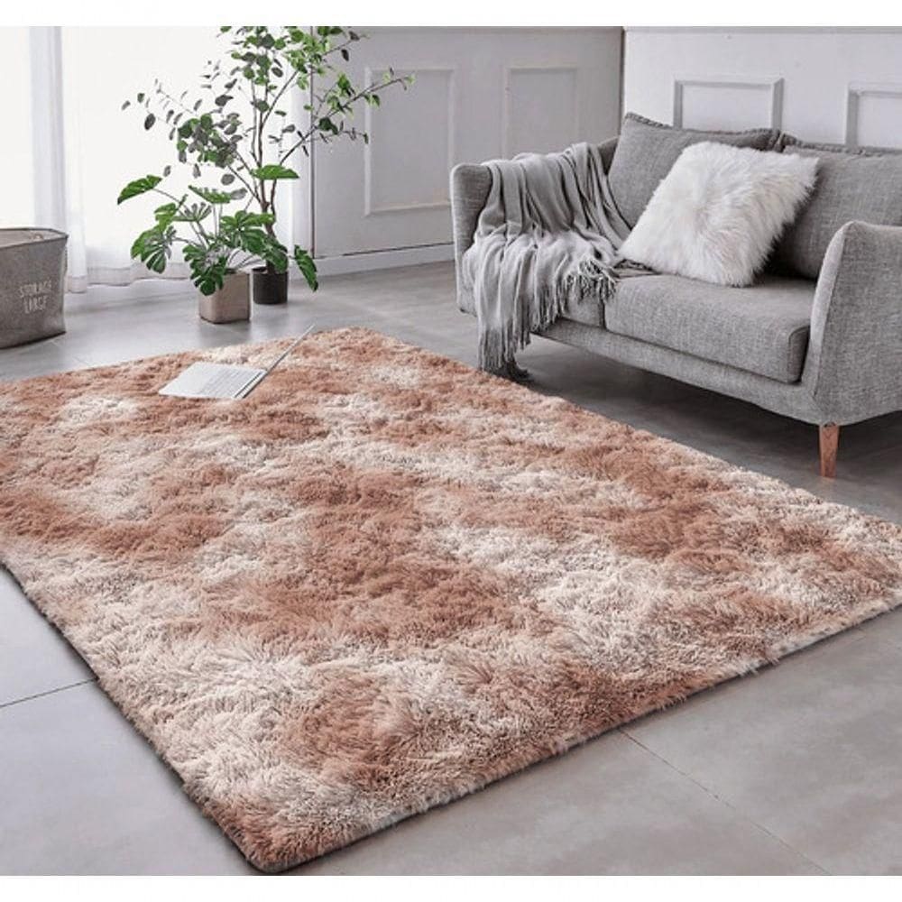 Tapete Sala Felpudo Peludo Mesclado Bege 200 X 240 Cm