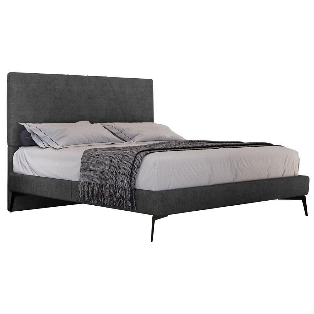 Cama Casal King Com Cabeceira 199cm Pés Metálicos Elisa S05 Veludo Preto