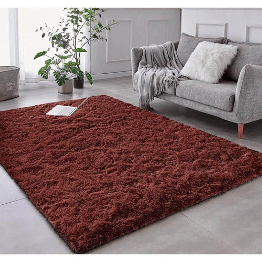 Tapete Sala Felpudo Peludo Marrom 140 X 200 Cm