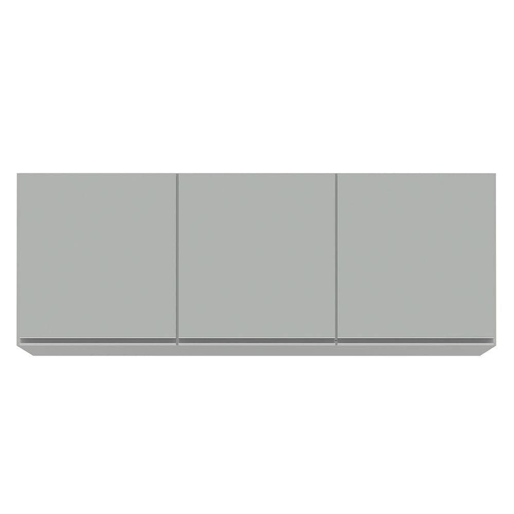 Armário De Cozinha Aéreo 150cm 3 Portas Argélia Cinza Claro - Lumil