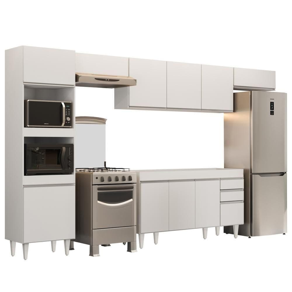 Armário De Cozinha Modulada 5 Peças Cp13 Balcão Branco - Lumil