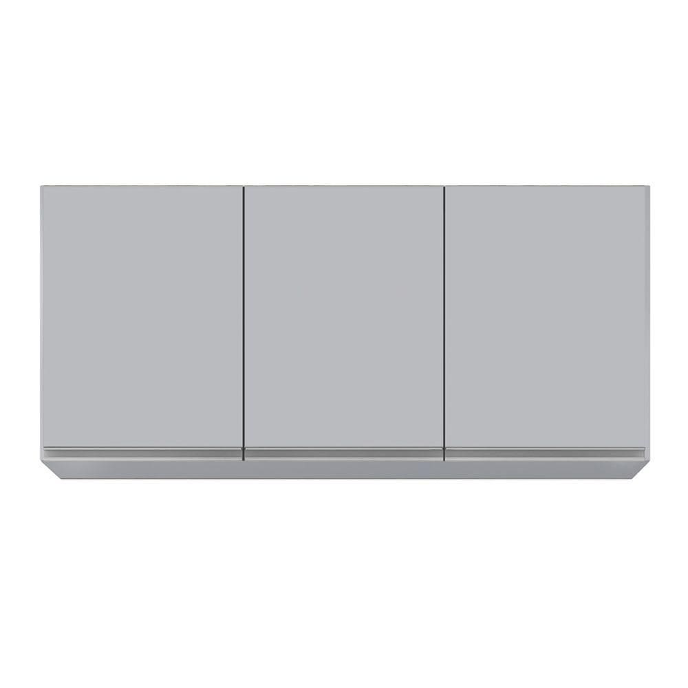 Armário De Cozinha Aéreo 120cm 3 Portas Virgínia Cinza Claro - Lumil
