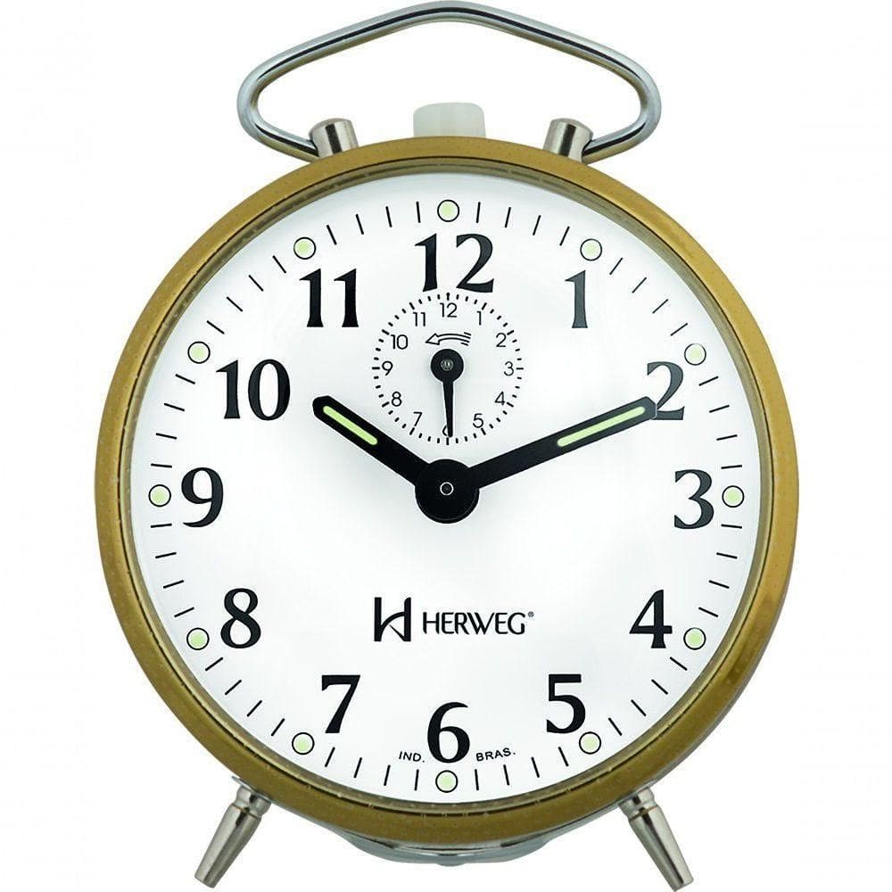 Relógio Despertador A Cordas Herweg 2210 Dourado