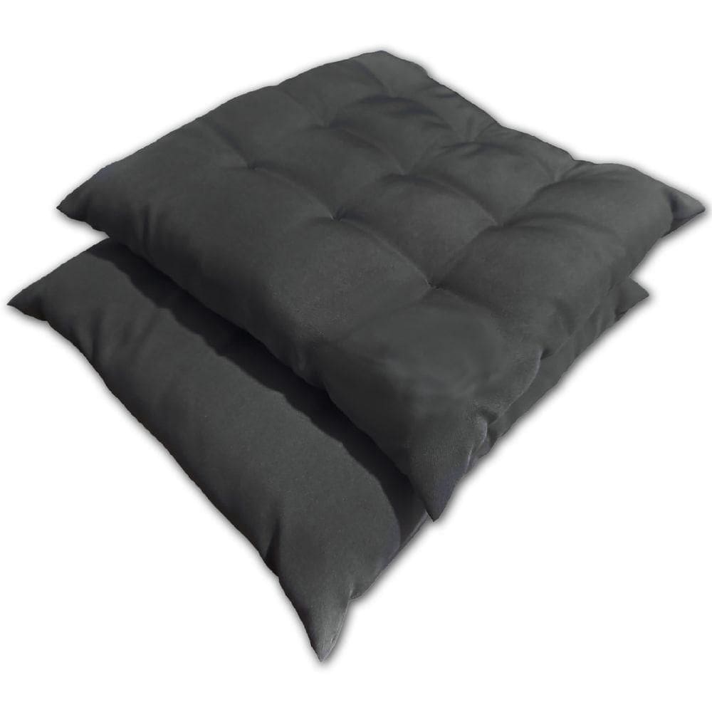 Kit 02 Almofadas Assento Futon Flat Para Cadeira 40x40 Cinza Escuro