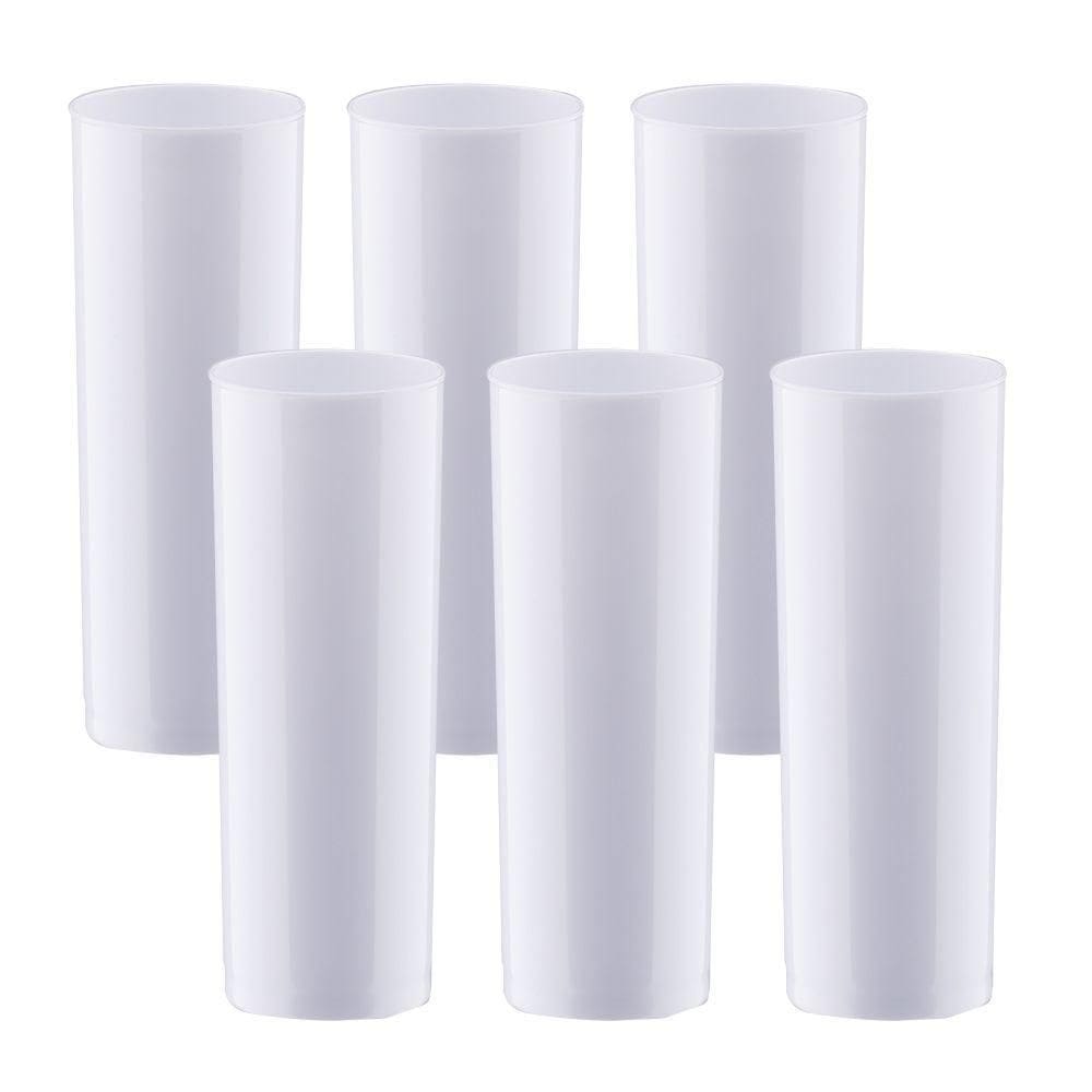 Jogo De Copos 6 Peças Long Drink Plástico Festas Eventos Top Cor:branco