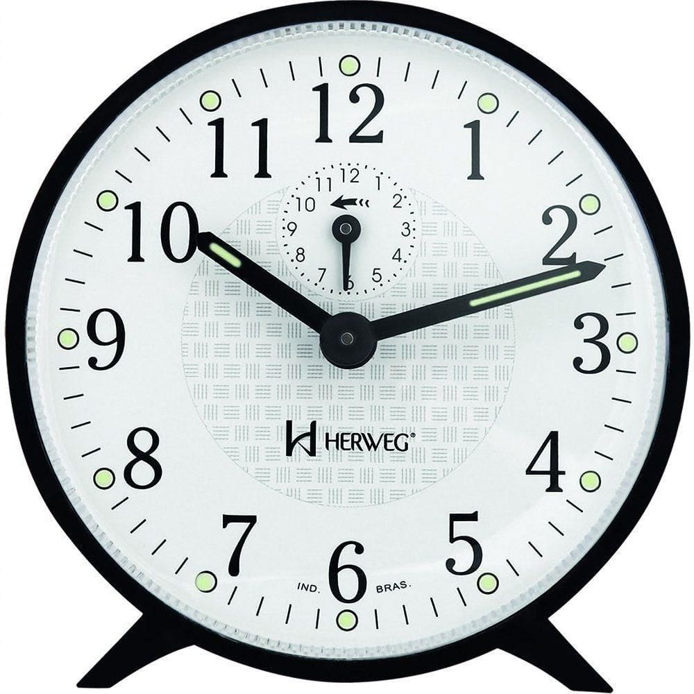 Relogio Despertador Herweg 2220 Mecânico A Cordas Preto